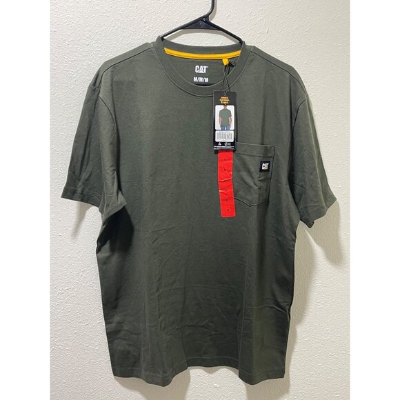 Caterpillar NWT Mens Green Short Sleeve Crew Neck Pocket T-Shirt, M, New - Picture 3 of 12